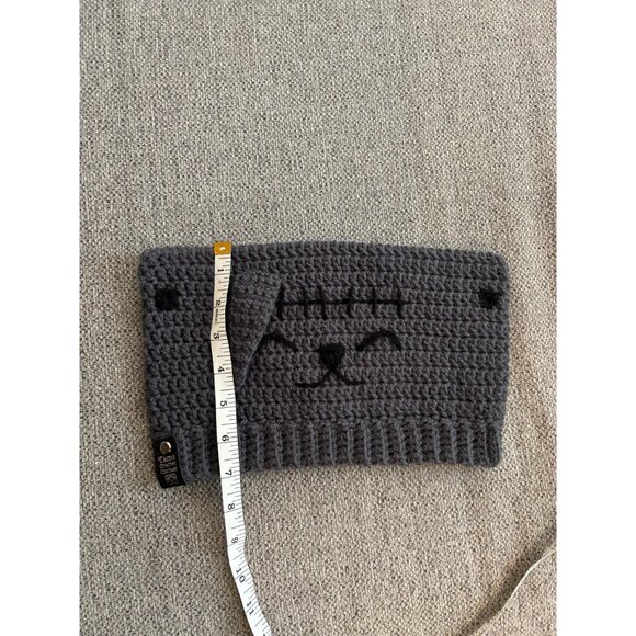 Grey Cat Beanie with black stitches/scar, mouth and gauges - Picture 8 of 10